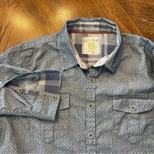ECOTHS Blue Men's button down 100% organic cotton XL